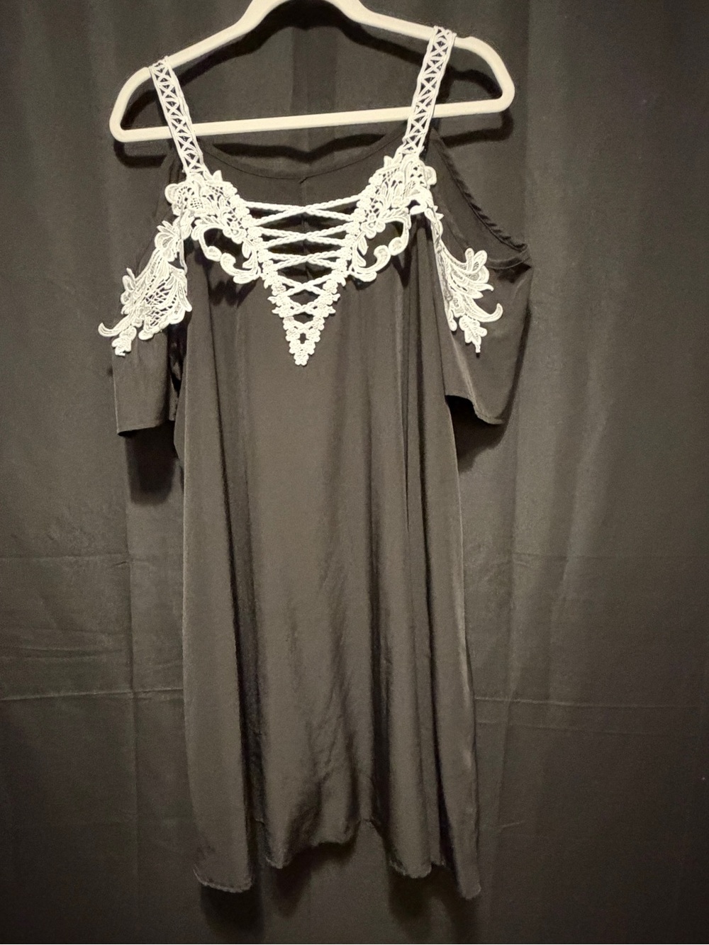Black Dress with White Lace Applique
